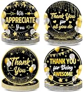 48Pcs Black Gold We Appreciate You Paper Plates Thank You Party Supplies Appreciation Tableware D...