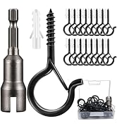 Zzbety 22 Pack Screw Hooks for Hanging Outdoor String Lights, Heavy Duty 2.2 Inch Black Q-Hanger ...