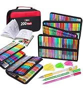 200 Colors Gel Pens Set, ZSCM Glitter Gel Pens Colored Drawing Pens Set with 128 Glitter Neon Mar...