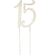 Toyvian 15 Cake Topper Birthday Number 15 Crystal Rhinestones Cake Topper 15th Cake Decoration fo...