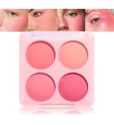HHLTOH 4 Colors Matte Blush Palette, Warm Coral Orange Pink Cheek Blush Powder for Women, Long La...