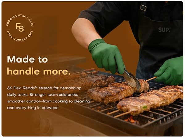 5X Flex-ReadY stretch for daily tasks tear-resistance smoother control cooking to cleaning