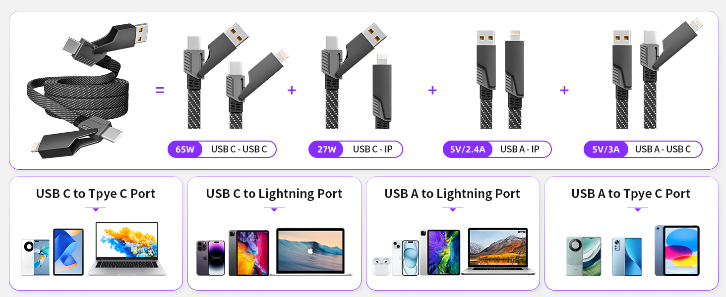 4 in 1 charging cable