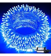 JMEXSUSS 33ft 100 LED Blue Christmas Tree Lights, 8 Modes Blue LED Christmas Lights Indoor, Blue ...