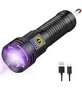 2-in-1 365nm UV Flashlight & High Lumens LED Flashlight, 7 Modes Rechargeable, 18H Runtime, IPX5 ...
