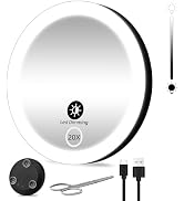 4" Small Pocket Compact Mirror with Lights,Led Hand 20x Magnifying Mirror, Travel Portable Round ...