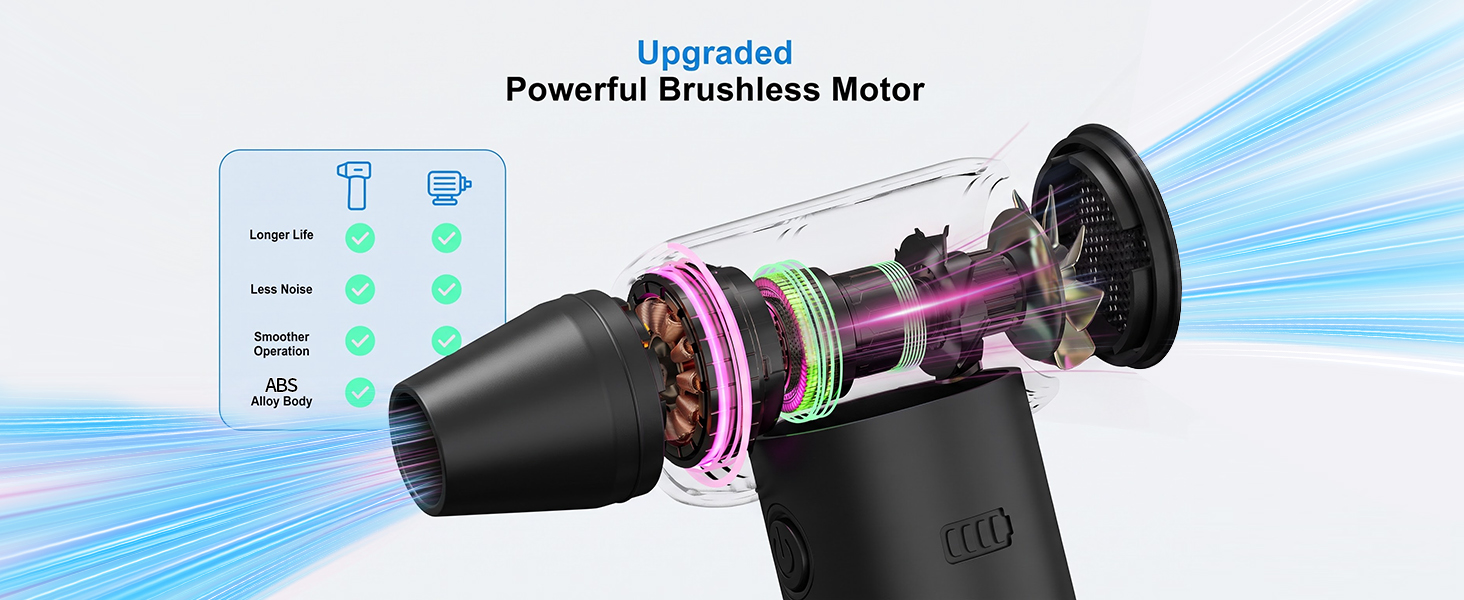 VORTNEI Air Duster Upgraded Brushless Motor, Long Life Low Noise Cordless Blower