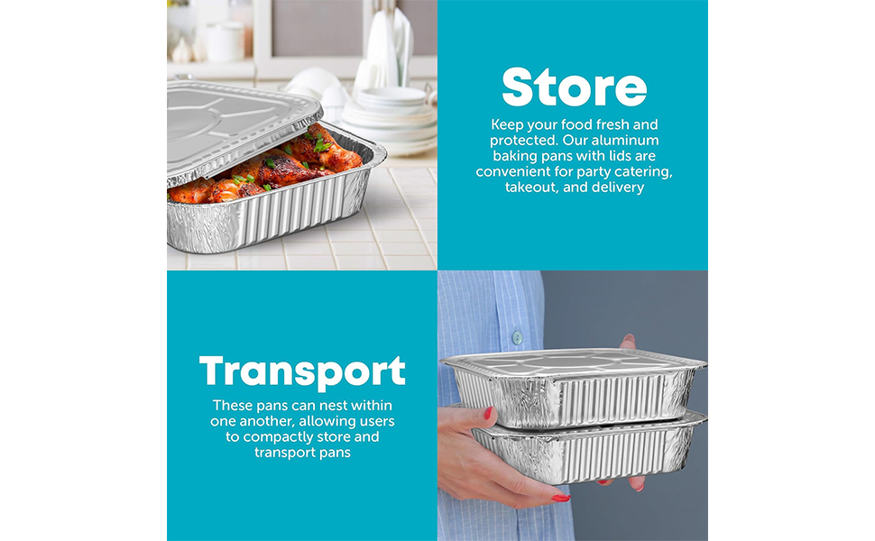 8x8 Disposable Aluminum Pans Foil Pans For Cooking, Baking Cakes, Roasting & Homemade Breads