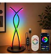MORIACC Modern RGB LED Table Lamp, Cross-Curve Ambient Light with Music Sync, Dimmable 10%-100% C...
