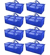 TICONN 8 Pack Extra Large Moving Bags with Zippers & Carrying Handles, Heavy-Duty Storage Tote Mo...