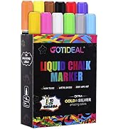 GOTIDEAL Liquid Chalk Markers, 12 Colors Premium Window Chalkboard Neon Pens, Including 2 Metalli...