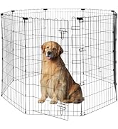 PEQULTI Foldable Metal Dog Playpen Pet Fence Indoor/Out Door for Camping/Yard/Garden, Dog Exercis...