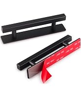 RVPEKUPE 2 Pack Self Adhesive Cabinet Handles Matte Black No Drill Drawer Pulls Stick On Handle f...
