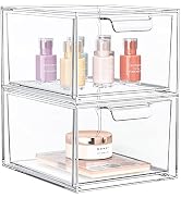 SpaceHacks 2 Pack Stackable Makeup Organizer and Storage, Acrylic Organizers,Clear Plastic Storag...