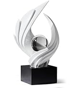 XYQXYQ Abstract Art Sculpture, Resin Gold Decorative Statue, Modern White Ornaments for Living Ro...