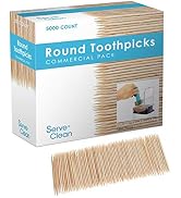 Serve Clean No Touch Wooden Toothpicks, 5000 Count, for Kitchen, Business, Appetizers, Crafts and...
