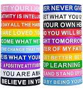 QEERBSIN Motivational Quote Bracelets- 20 Pcs Silicone Bracelets bulk Inspirational Wristbands-St...