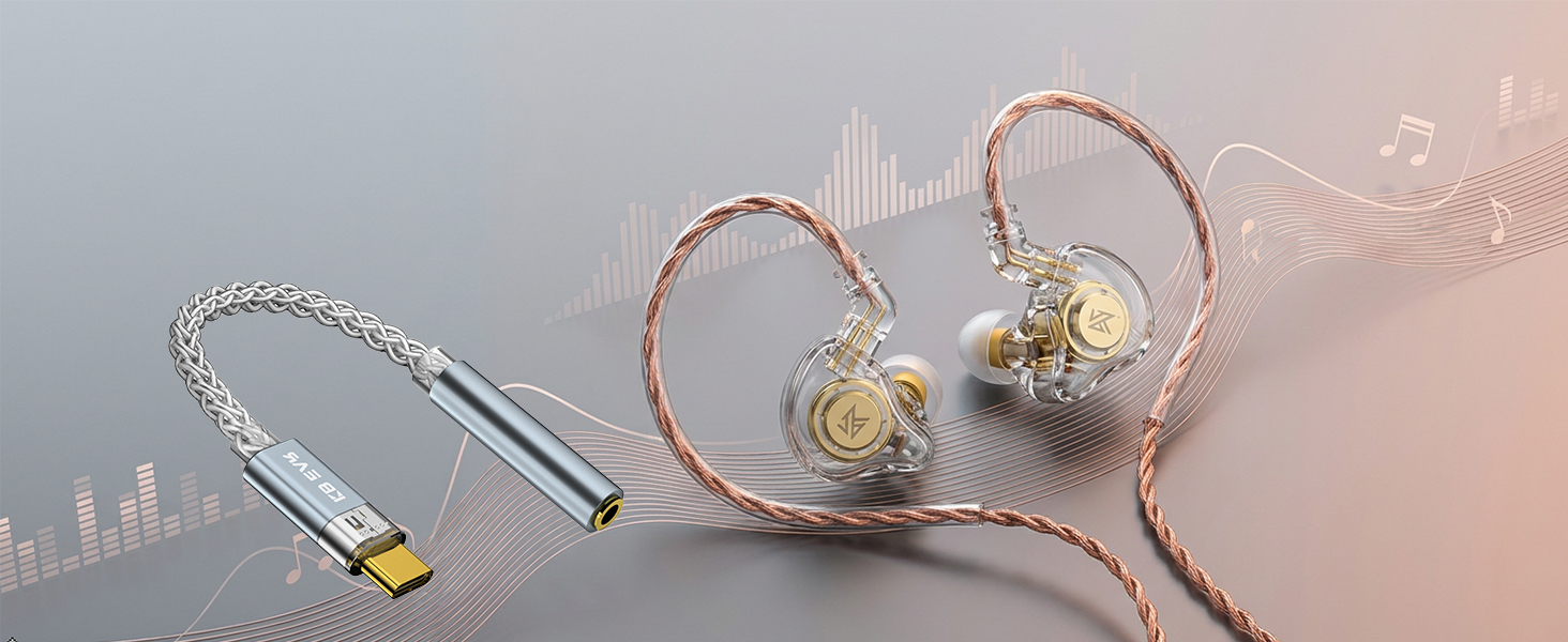 kz edx pro and headphone adapte usb c