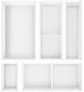 Bxngjuj Bamboo Drawer Organizer,5 PCS White Bathroom Tray&Desk Organizers and Storage,Cabinet Div...