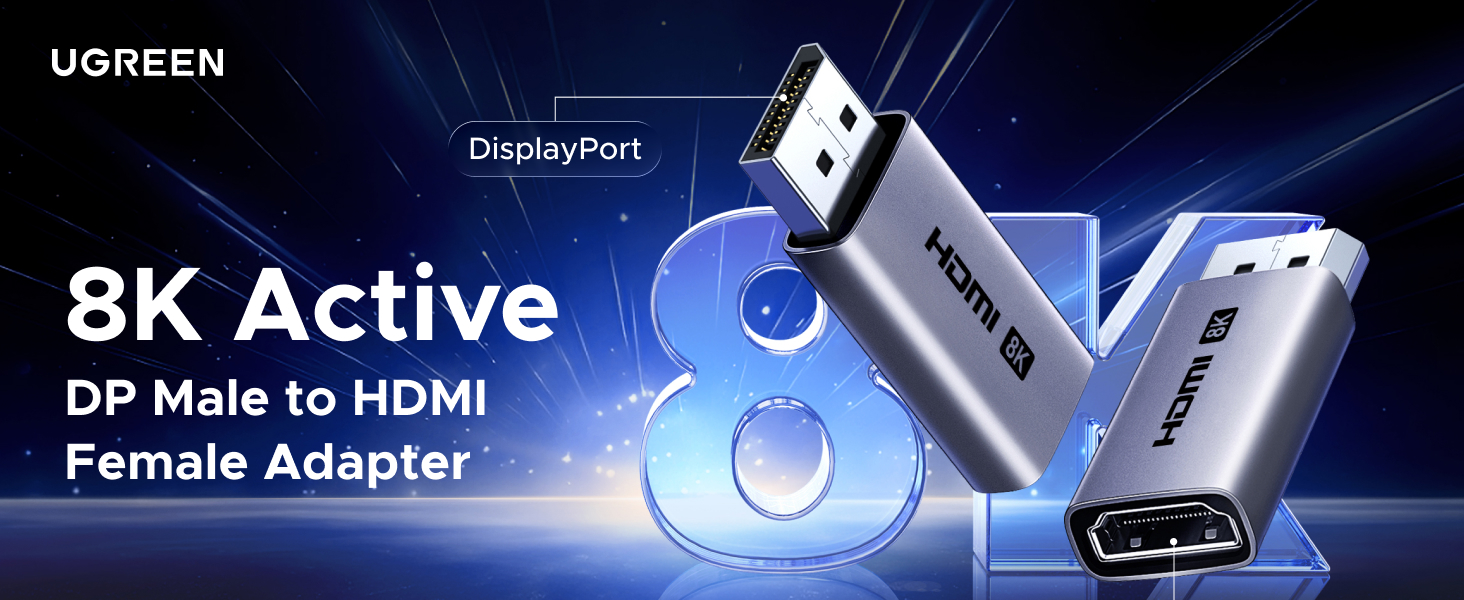 8K DP Male to HDMI Female Adapter