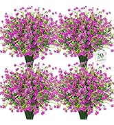 Besteek 20 Bundles Artificial Flowers for Outdoors Fake Plastic Flowers UV Resistant Realistic Fa...
