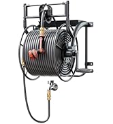 2026 Upgrade Wall Mounted Garden Hose Reel Holds 150 ft 5/8" or 230 ft 1/2" Hose Storage, All Ste...
