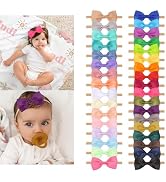 XIMA Baby Girls Headbands with Hair Bows,Solid Ribbon Bows with Elastic Nylon Head Bands Hair Acc...
