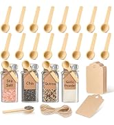 MORGLES 20Pcs Small Wooden Spoons Set, 3 Inches Mini Wood Tasting Spoon with Tags and Twine for Jars