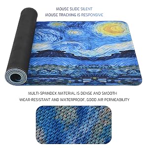 Van Gogh Starry Night Extended Large Gaming Mouse Pad,31.4"x11.8"Non-Slip Rubber Base Large Mousepad