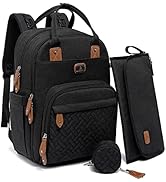 Diaper Bag Backpack with Portable Changing Pad, Pacifier Case and Stroller Straps, Dikaslon Large...