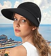 Sun Hat Women Beach Visor Summer Wide Brim UV Protection UPF Cotton Black Beige Navy Pink Blue Roll