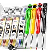 Nicpro 4 Pack Carpenter Pencil with Sharpener, Mechanical Carpenter Pencils with 52 Refills, Cons...