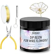 JAOJAO Dip Resin for Wire Flowers, Dip Resin with Wire and Pliers High Transparency Fast Curing S...