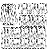 100PCS 3" Heavy Duty Spring Snap Hook, M8 5/16" Galvanized Steel Snap Hook Carabiner Quick Link C...