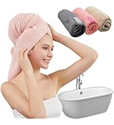 SURPRISE PIE Women Microfiber Hair Towel Wrap with Elastic Strap,Super Absorbent Anti Frizz Dryin...