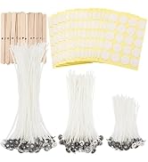 JEAWIWI 120 Pcs Cotton Candle Wicks (4”x20 Pcs, 6”x60 Pcs, 8”x40 Pcs) with 120 Pcs Wick Stickers ...