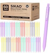 Sikao Pens Bulk, 60 Pack Pastel Ballpoint Pens with Black Ink, 1.0mm Medium Point Smooth Writing,...