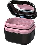 BVN Denture Bath Retainer Case: Denture Cup with Mirror Brush, Slim Denture Case, Retainer Cleane...