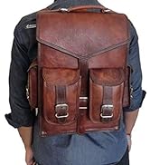 DHK Genuine Leather Vintage Handmade Casual Cross body Messenger Laptop Backpack Travel Rucksack
