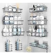 Liuoud 10 Pack Shower Caddy Organizer Rack Shelf for Inside Shower, Self Adhesive Wall Storage Ba...