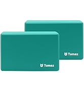 Tumaz Non-Slip Yoga Blocks 2-Pack - High Density/Lightweight EVA Foam & Natural Cork for Stabilit...