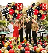 Red Black Gold Balloon, 22 Inch Dice Foil Balloons, Metallic Gold Confetti Balloons for Dice Game...