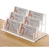 Business Cards Holder Display for Desk, Clear Acrylic Multiple 3 Tier 6 Slot Business Card Stand,...