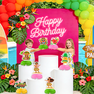luau party honeycomb centerpieces