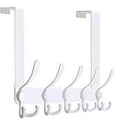 WEBI Over The Door Hook Door Hanger Hook Rack with 5 Tri Hooks for Hanging Coats, Over The Door T...
