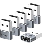 BOMIE USB to USB C Adapter 6 Pack,PD27W/66W/QC100W Fast Charging 480Mbps Data Transfer,Type-c Fem...