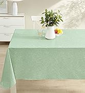 Newbridge Sage Napa Leaf Solid Color Vinyl Flannel Backed Tablecloth, Hotel Quality Indoor/Outdoo...