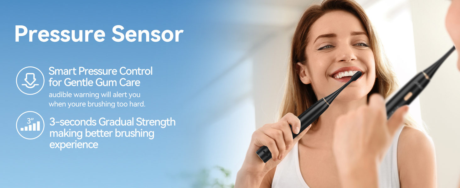 Electric Toothbrush for Adults with Pressure Sensor