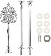 Happy Will 3 Tier 14" Heavy Metal Cake Stand Holder Fruit Plate Stand Fitting Hardware Rod (Silve...