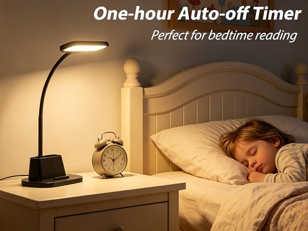 LED Desk Lamp for Dorm Room with Pen Holder USB Charging Port Small Reading Light for Home Office